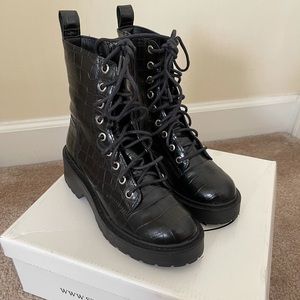 Black combat boot